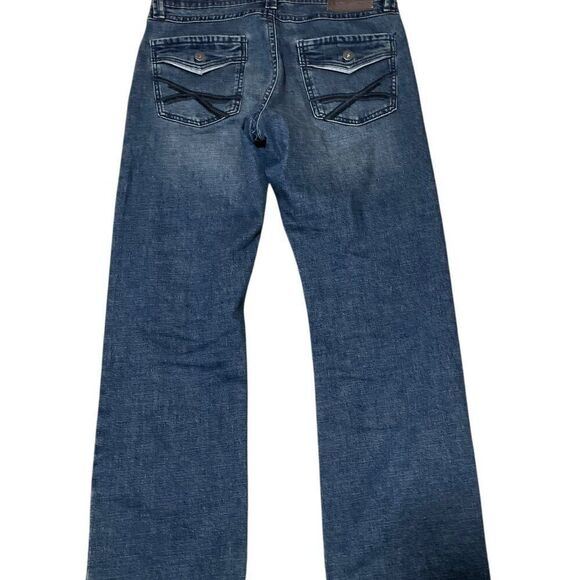 TK Axel Mens Jeans Slim Boot Cut Stretch Denim Med Wash Blue Size 34x32 - Picture 6 of 8